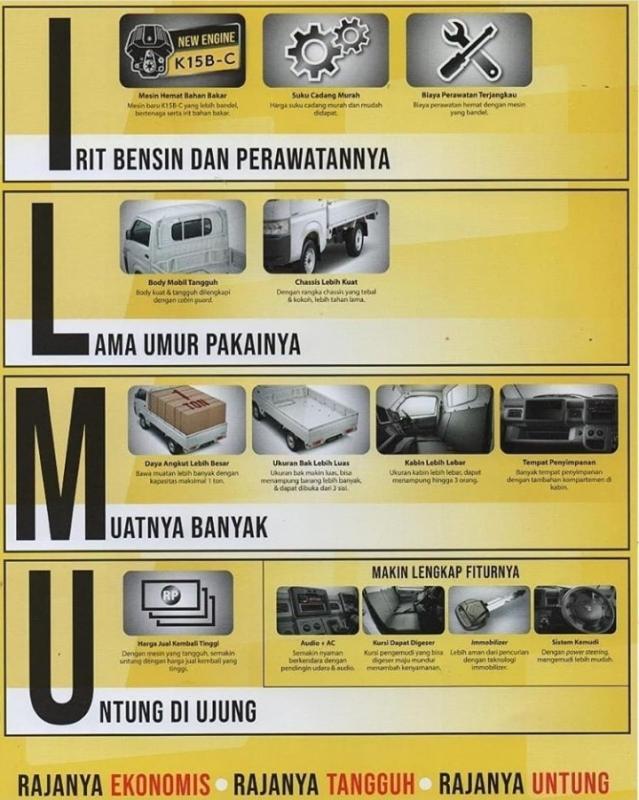 Di brosur ini pun ditawarkan kelebihannya, yakni volume kabin yang lebih luas dan bak yanh lebih luas.