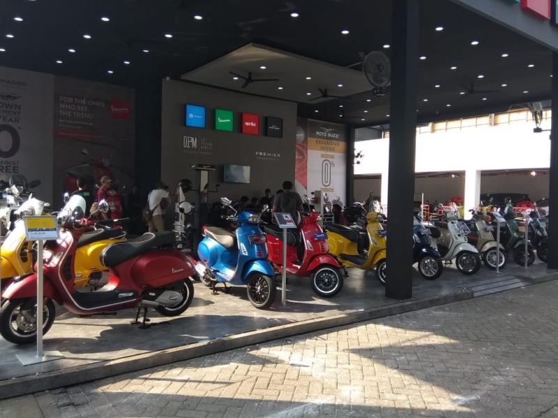 Produk-produk unggulan Piaggio, Vespa, Aprilia dan Moto Guzzi menyapa para pengunjung Jakarta Fair 2019 mulai dari 22 Mei hingga 30 Juni 2019. (anto) 