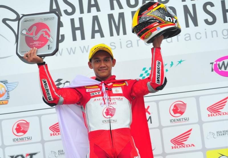 Rider AHRT Ahwin Sanjaya meraih kemenangan pertamanya di Sirkuit Suzuka (foto: ahrt)
