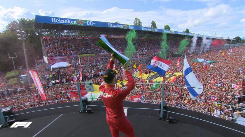 Charles Lecrlerc akhiri puasa panjang Ferrari sejak 2010 di Sirkuit Monza. (Foto: f1)