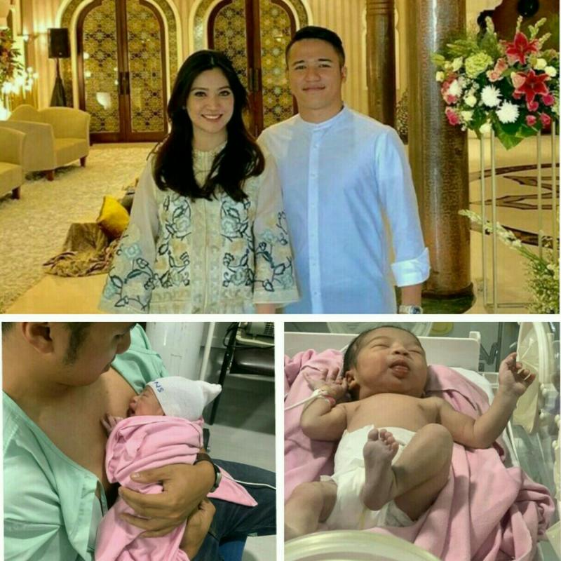 Adwitya Amandio, Deborah Enah Supit & bayi Emmora Aurora Amandio. (kolase) 