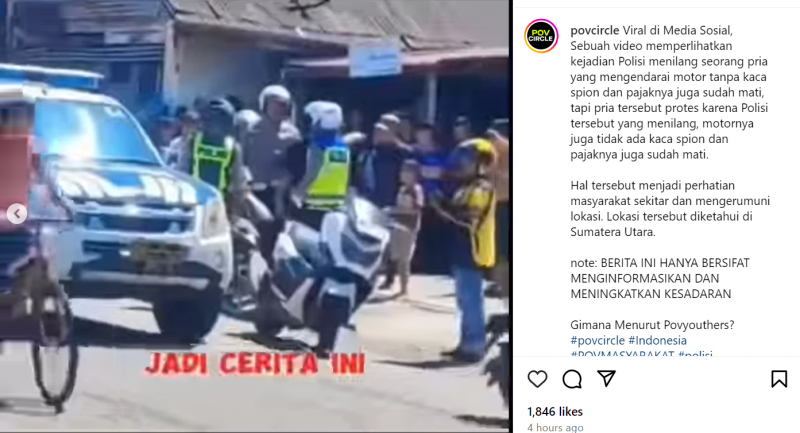 Viral, Polisi di Soraki Warga Usai Menilang dan Ketahuan Tak Pakai Spion dengan Plat Nomor Mati