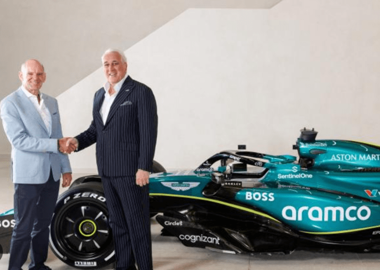 Adrian Newey (kiri) bersama bigboss Aston Martin  Lawrence Stroll. (Foto: thejudge13