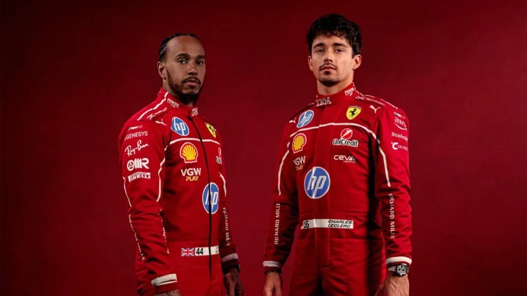 Lewis Hamilton dan Charles Leclerc, foto perdana berbusana The Prancing Horse) (Foto: ferrari)
