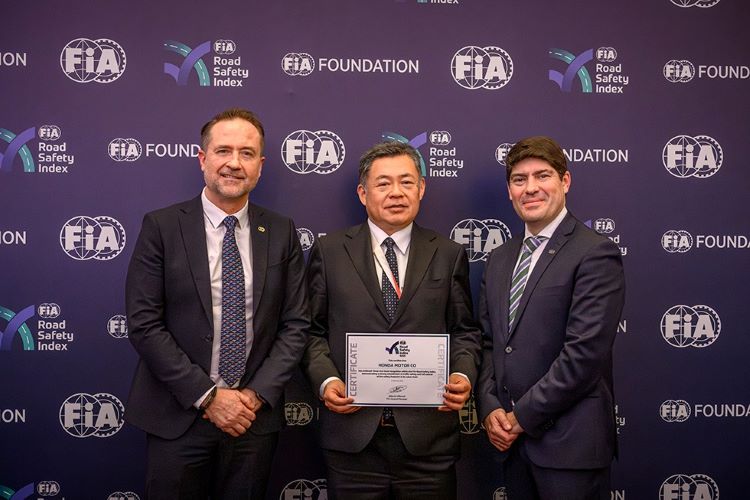 Honda Motor Co., Ltd. menerima penghargaan dari FIA terkait Indeks Keselamatan Jalan Raya (Road Safety Index)