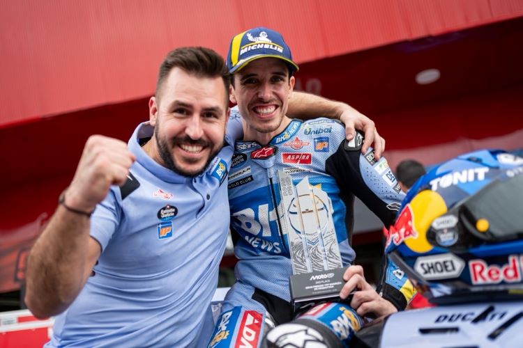 Alex Marquez rayakan podiumnya bersama Tim Gresini Racing di Argentina