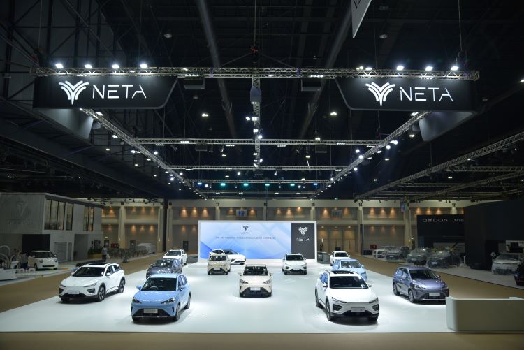 Deretan mobil Neta yang dipajang pada ajang Bangkok International Motor Show