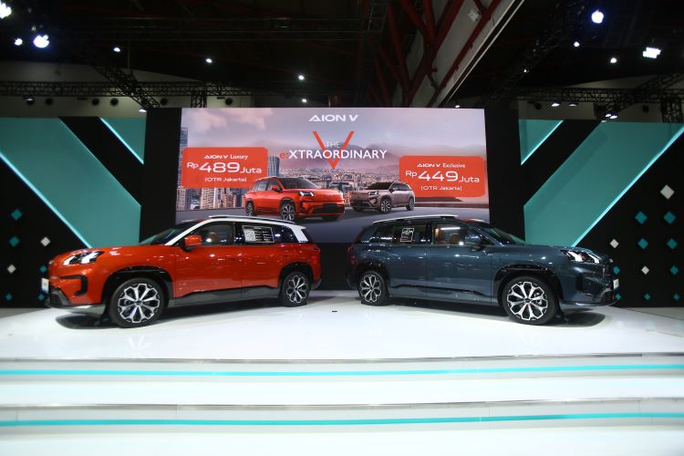 Tampilan mobil AION V yang siap mengaspal di Indonesia