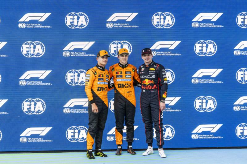  Max Verztappen bersama Oscar Piastri dan Lando Norris, bakal saling bidik selepas start GP Spanyol, Minggu (1/6).Foto: f1)