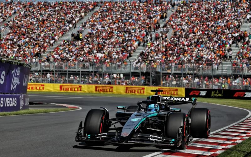 George Russell (Inggris/Mercedes) menang mental versus Max Verstappen di garis start raceday GP Kanada. (Foto: xpb-racingnews365)