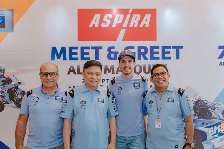 Petinggi Astra Otoparts, Aspira dan Alex marquez dalam sesi Meet & Greet di Jakarta