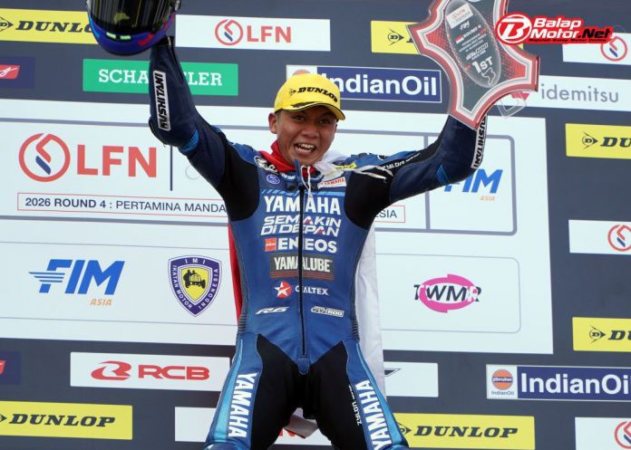 Pembalap Yamaha Racing Indonesia Wahyu Nugroho mencatat momen bersejarah pada Race 1 kelas Supersport 600 (SS600) Asia Road Racing Championship (ARRC) 2026 ronde 4.